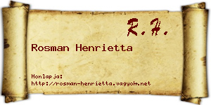Rosman Henrietta névjegykártya